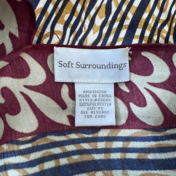 Soft Surroundings Womens Kimono Dress Maxi Multi Print Beaded String XS - Picture 6 of 7